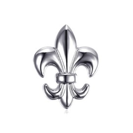 BOBIJOO Jewelry - Pin Brooch Fleur-De-Lis Brass Silver Plated 22x16mm