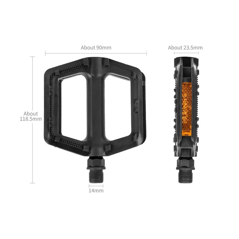 Bicycle Pedals - WASAGA Non-Slip Durable Portable 9/16 Inch Plastic