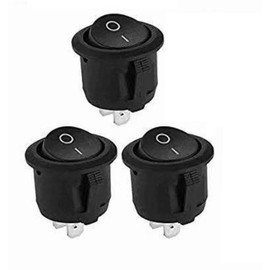 Gooing Rocker Seesaw Switch Snap In Round Universal Recessed Boat Toggle Power SPST On/Off 2 Pin AC 250V 6A 125V 10A (3)