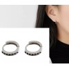 925 Sterling Silver Simple Black CZ Small 8mm Huggie Hoop
