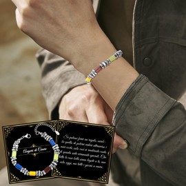 FANCIBAND Gift for Men, 316L Stainless Steel Bracelet with Stones and Beads, Adjustable 0-4 cm, Gifts for Men, Christmas, Birthday, Anniversary, Valentine's Day, Father's Day, Stainless Steel Resin,