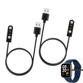 Vierone 2 Pcs Smart Watch Charger 2 Pin Magnetic Charger for Smart Watch 2 Pin 4mm Magnetic Charging USB Cables Compatible with Haylou Solar RT RT2 RS4 for Travel Daily Use (Black