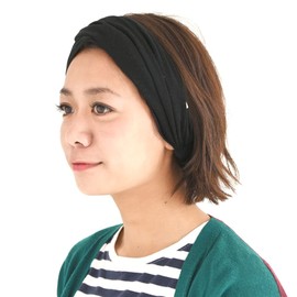 CHARM Organic Cotton Headband Pre-Tied Bandana - Mens Womens Hairband Chemo Head Bands Black L