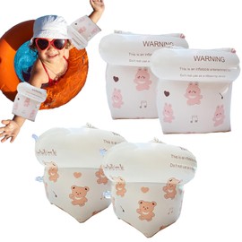 2 Pairs of Swimming Aid for Toddlers, Swimming Armbands from 1-6 Years, High-Quality PVC Material, Interesting Cartoon Pattern, Good Seal, Comfortable to Wear (Bear + Rabbit)