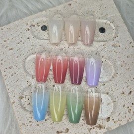 Gradient handmade nail tip color selection available - Short Round / 그라데이션 수제네일팁 컬러선택가능 - 숏라운드