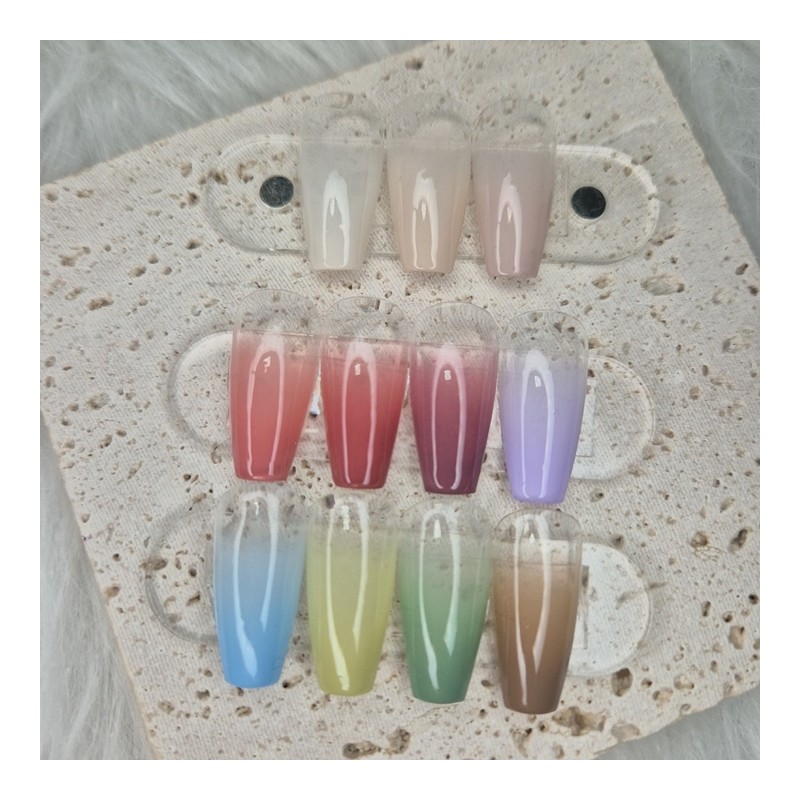 Gradient handmade nail tip color selection available - Short Round