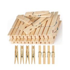 Wooden Pegs Non Slip Laundry Pegs Resistant Metal Spring Peg Strong Clothes Clips Outdoor Washing Lines Clips Suitable for DIY Art Craft Card Pictures Photos Hanging Holders Home Supplies (32Pc)