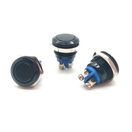 Switian 3pcs 16mm Momentary Push Button Switch, IP65 Waterproof, 3A/220V SPDT Screw Clamp for Car RV Truck Boat (Black Case)