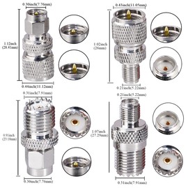 TUOLNK 4 Types Set SMA Male to Mini UHF Male Adapter Mini UHF to SMA RF Coax Adapter Kit for Wireless Antenna/RF Coax Cable Antenna Coaxial Connector
