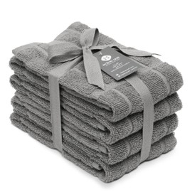 Mellow Buff 100% Cotton Terry Dish Towels, 4 Pack Plain, 16 x26 Inches, Super Soft and Absorbent, Perfect for Kitchen Cleaning and Dish Washing | Light Gray …