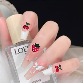 AYDZWJM 3D Cherry Strawberry Nail Design Nail Art Silicone Molds, Silicone Nail Molds with 2Pcs Crystal Drops,Nail Decor Nail Stencils Silicone Mold Nail Supplies Nail Accessories