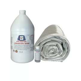 POLYMER WORLD Fiberglass Repair Kit 1 Gal of Polyester Resin 1708x50x5 Yard Biaxial Cloth