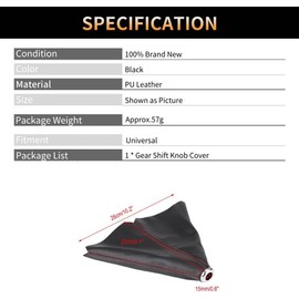Cubierta para Palanca de Cambios, PU Cuero Negro con Costura Roja Universal, para Auto Manual Gear Shifter Boot Gear Gaiter Cover