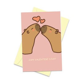Arsagen Cute Capy Valentine's Day Card for Husband Wife,Funny Pun Valentines Card for Couple,Humorous Capybara Themed Card,Happy Capybara Card