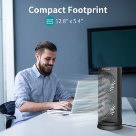 DR.PREPARE Dr. Prepare Tower Fan Oscillating, Portable Desk Fan with 3-Speed Options, 110° Oscillation, 3 Timers, Personal Quiet Table Fan for Home Office Desktop Bedroom, UK 3-Pin Plug