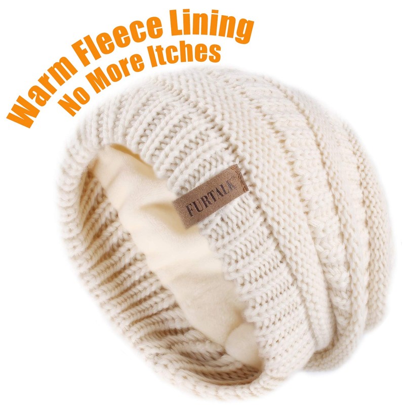 FURTALK Knit Beanie Hat for Ladies Fleece Line Ski Skull