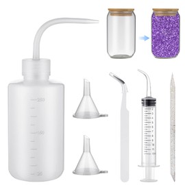 12 Pcs Snow Globe Tumbler Supplies Kit: DIY Tool Set with Bent Squeeze Bottles, Funnels, Tweezers, Bent Syringes & Pokey Sticks – Glitter Filling Accessories for Snowglobe Tumbler Crafting (No Cup)