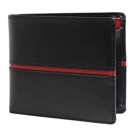 United HOMME UH-1073 UH-1073 Luxury Horse Leather x Cowhide Center Line Wallet/Short Wallet, Red, Black