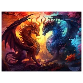 Dragon Diamond Painting Kits for Adults Beginners 5D DIY Dragon Diamond Art Kits Round Full Drill Gem Art for Home Wall Decor Gift 12x16inch