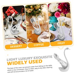 Ciieeo 1 Set Swan Cutlery Combination Elegant Alloy Dessert Spoons with Stylish Base Holder for Table Decoration Easy to Clean and Dry for Home Use