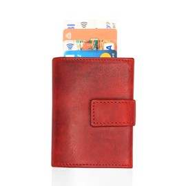 Slim Wallet with Coin Compartment & RFID Protection 24 (12A) Mini Wallet Men & Women - Card Holder Credit Card Holder - Wallet, red, Modern