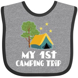 inktastic My 1st Camping Trip Baby Bib Heather and Black 364e5