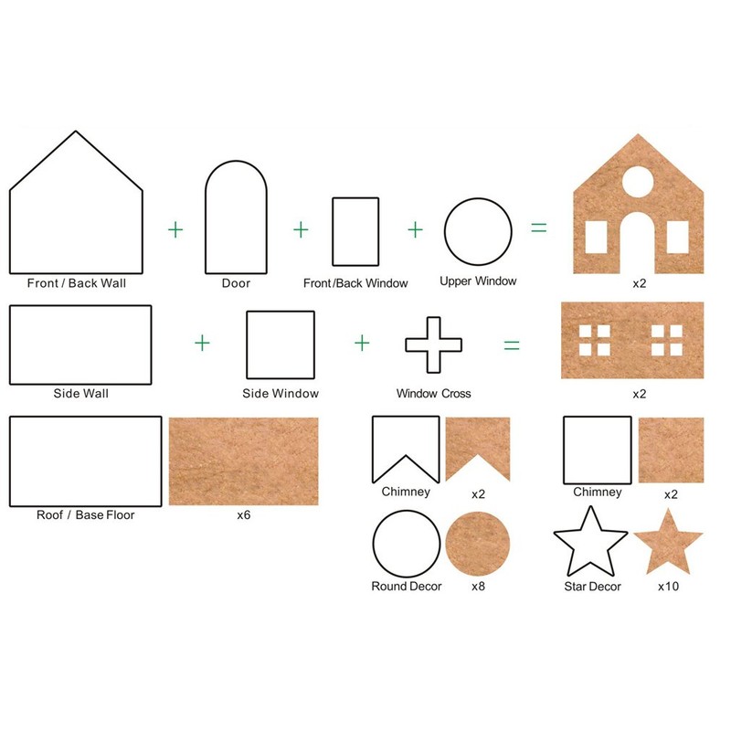 Gracelaza 10 Pieces Christmas Gingerbread House Cookie Cutters Set -