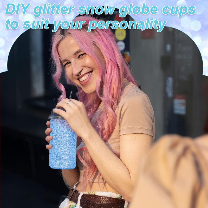 Snow Globe Tumbler Supplies Kit – 250ml Pink Squeeze Bottle,