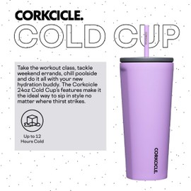 Corkcicle Corkcicle Cold Cup Insulated Tumbler with Lid and Straw, Sun-Soaked Lilac, 24 oz C Reusable Water Bottle Keeps Beverages Cold for 12hrs, Hot 5hrs C Cupholder Friendly Tumbler, Lid for Flexible Sipping