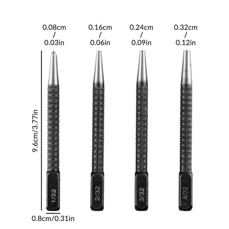 Tabanzhe Centre Punch 4PCS Positioning Nail Punch Set Portable Durable