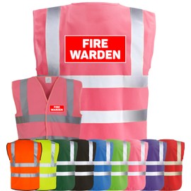 Corporate Togs FIRE WARDEN Printed Vest - High Visibility, Safety Waistcoat Tabard, British Standard CE Marked, Fastening Vest | Protective Safety Wear