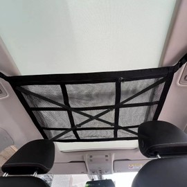 7WUNDERBAR Luggage Net Car Luggage Net Car Roof Storage Luggage Net Blanket Camping Accessories for Four Roof Armrests, Van, SUV, 90 x 65 cm (9 Pieces)