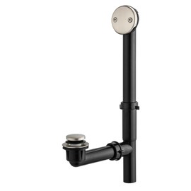 Artiwell 1-1/2" Black Tubular Bath Drain Kit with Tip-Toe Bath Drain Stopper, Touch-Toe Tub Drain, Tip Toe Bathtub Drain Waste and Overflow with Plug and Bathtub Overflow Drain Cover, Brushed Nickel