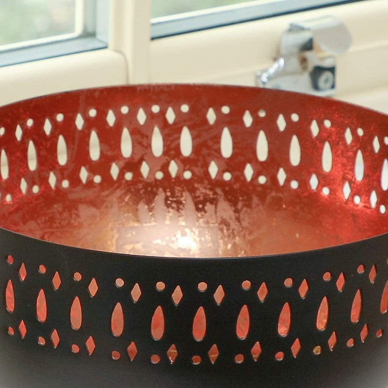 Dibor Black and Copper Decorative Laser Cut Bowl