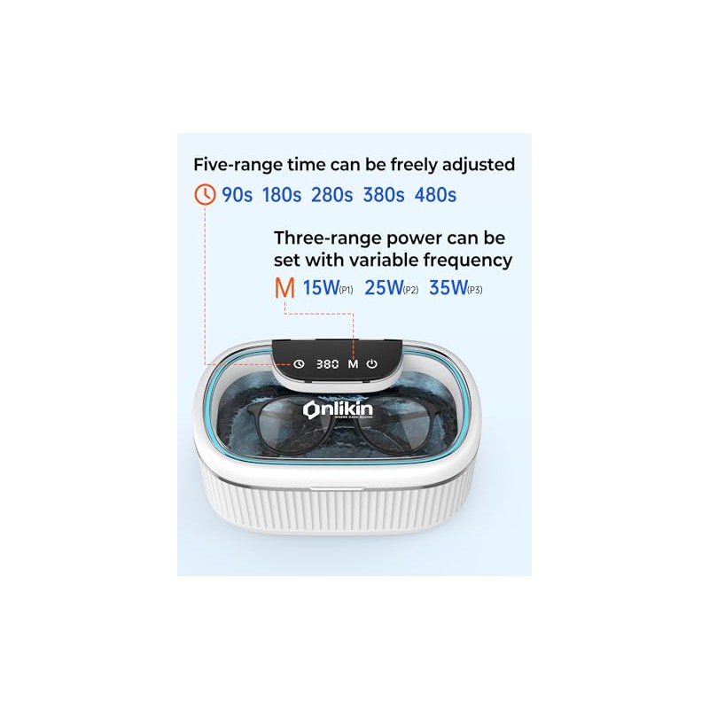 35W Ultrasonic Jewelry Cleaner with Digital Display & 5 Timers