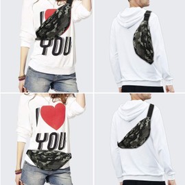 Large Camo Green Fanny Pack Men,Women with 4 Zipper Pockets,Gifts for Enjoy Festival Party Sports Workout Traveling Running Casual Hands-Free,WaterResistant Adjustable Waist Pouch Carrying All Phones