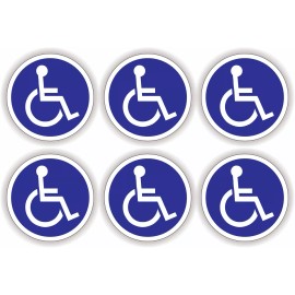 Unbranded/Generic 6 pcs - Mini 1x1-inch Round Handicap Stickers Handicapped Decals Wheelchair
