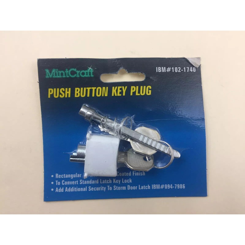 Mintcraft 102-1740 White Rectangular Push Button Key Lock 2 KEYS