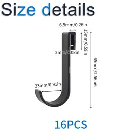 INCREWAY J Shaped Hook, 16PCS J Grid Wall Picture Hooks Plastic Hanging Sink Grid Hooks Pot Racks Hooks Snap On Hook Clip-on Hook Wire Rack Hook, Black