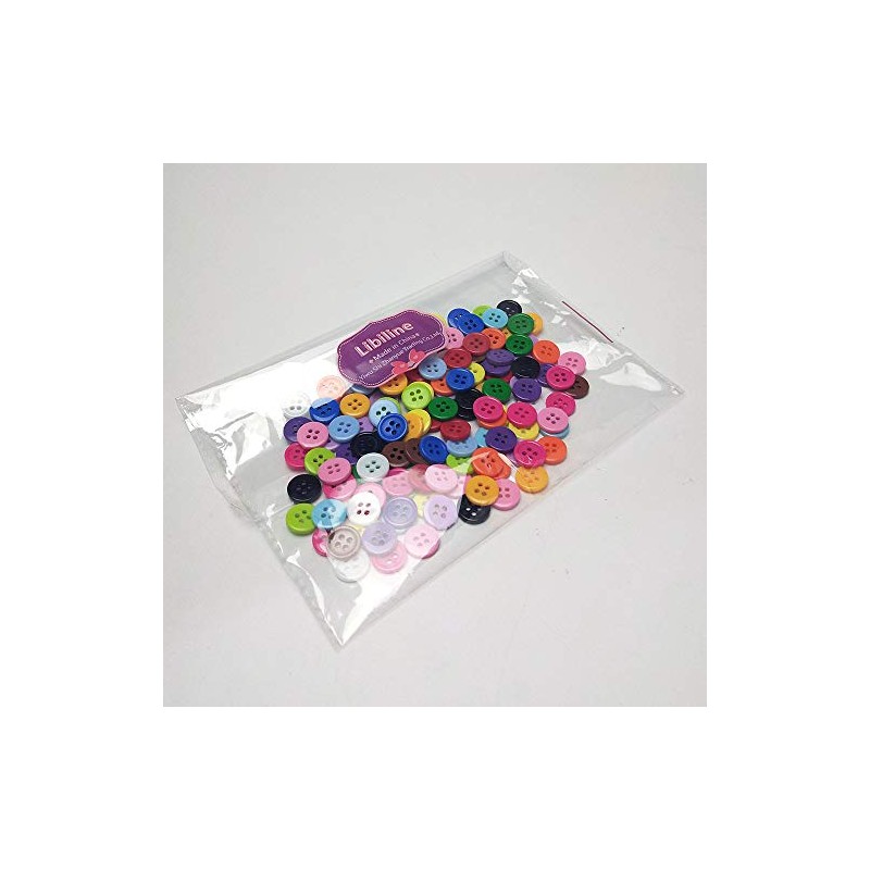 Libiline 100pcs Resin Button Solid Color 4Holes Craft Clothe Sewing