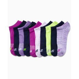 Avia Women's Athletic Performance Cushioned No Show Solid Socks (10 Pack), Size 9-12, Bright Multi