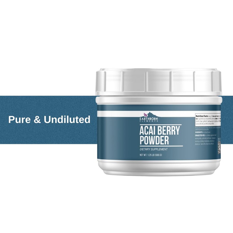 Earthborn Elements Acai Berry Powder, 1.25 lb, Superfood, Smoothies &