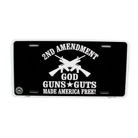 DIGIART INTERNATIONAL SECOND AMENDMENT GOD GUNS CHRISTIAN PATRIOTIC METAL CAR NOVELTY LICENSE PLATE
