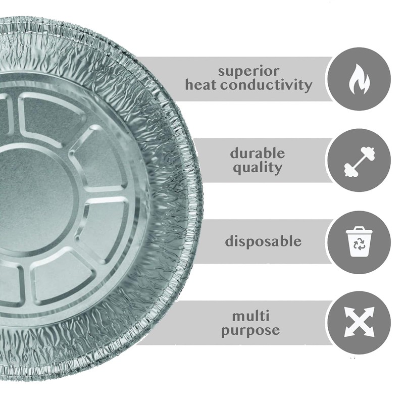 Quixotical 50pcs Aluminium Foil Pans, Round Trays, Disposable Dishes, Durable