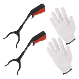 TVSVKWE 2 Pieces Of Garbage Grabber And 1 Pair Of Gloves, Garbage Collection Clips, Outdoor Cleaning Tools, Sanitation Workers Tools.
