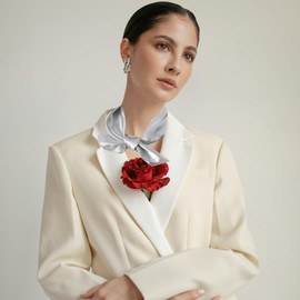 AWOCAN 2PCS Silk Scarf Head Scarf for Women Square Handkerchief Square Bandana Neck Scarf Lightweight Neckerchief (black+silver)