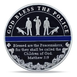 Thin Blue Line Police Challenge Coin Police Dog K9 Coin God Bless The Police Prayer Coin