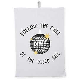 Hippowarehouse Follow The Call Of The Disco Ball Tea Towel Eco Printed Dish Cloth Kitchen accessory 50cmx70cm 100% Cotton