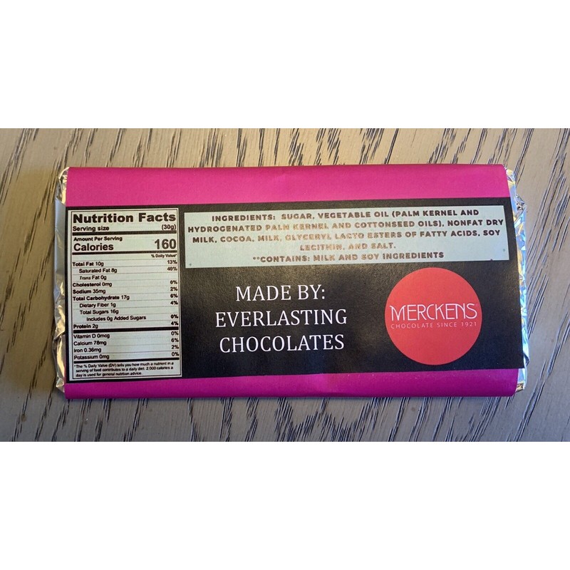 Merckens Milk Chocolate (7) 6” WONKA MILK CHOCOLATE BAR W/