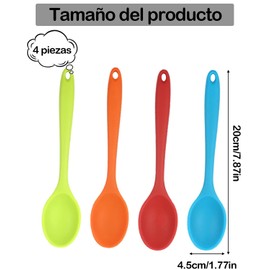 4 Piezas Cucharas De Silicona Para Cocinar, Cucharas De Cocina, Cucharas Para Cocina, Adecuado Para Mezclar, Mezclar, Degustar, Girar y Servir Alimentos